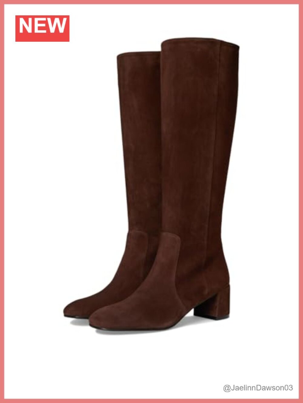 Leather Knee High Zip Boots Block Heel